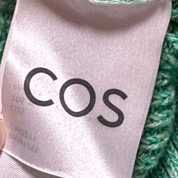 COS Mint Green Speckled White Women's Oversized Cardigan 100% Cotton Size L - Picture 4 of 11